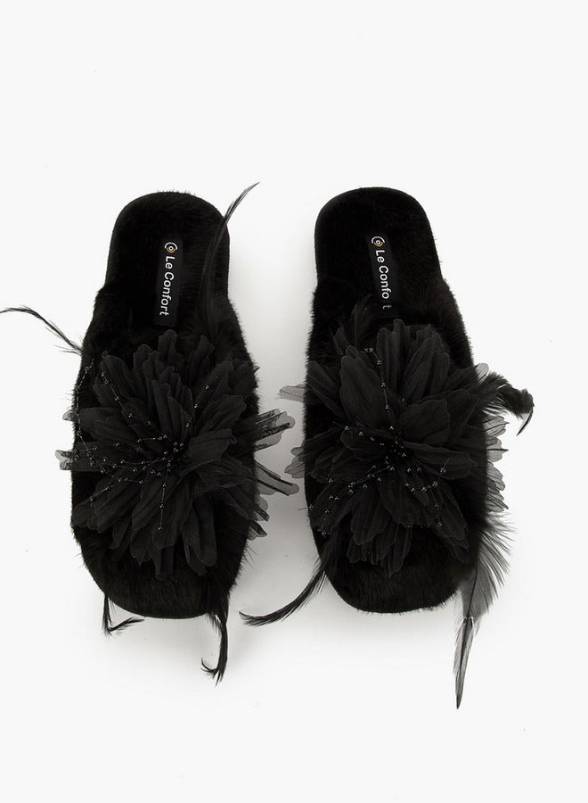 Le Confort Women Floral Accent Bedroom Slides - Image 3