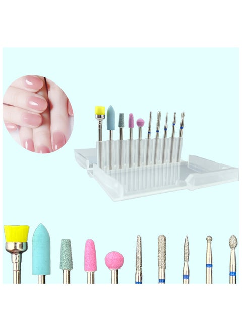 Diamond Efile Nail Bit for Acrylic Nails,Drill Brush Remove Gel Nail Bits Nail Drill Bits 3/32 Inch (10Pcs Russian Cuticle Drill Bit Set)