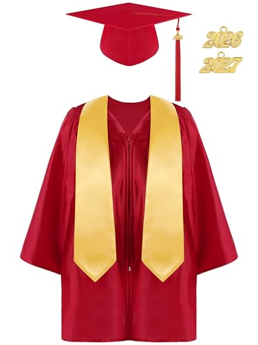 SOMSOC 4 Pieces Kindergarten Graduation Gown Grad Cap Set for Kids Preschool Nursery Graduation Stole Gown with 2025 Tassel - Image 1