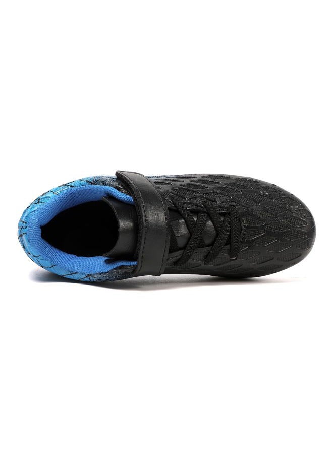 Skerxut Soccer Cleats, Kids Firm Ground Football Shoes, Boys Girls Athletic Outdoor, Black/Blue, 4 Big Kid - Image 5