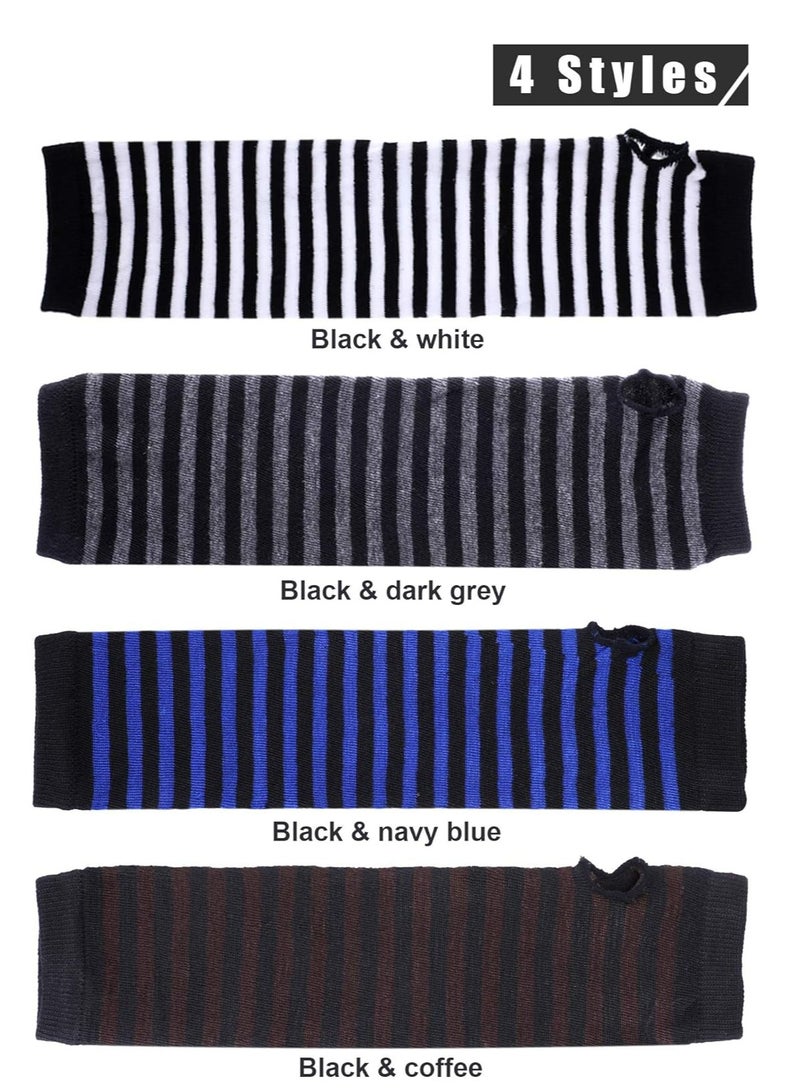 Oasisgalore 4 Pairs Women's Long Knit Fingerless Gloves, Elbow-Length with Thumb Hole, Winter - Image 5