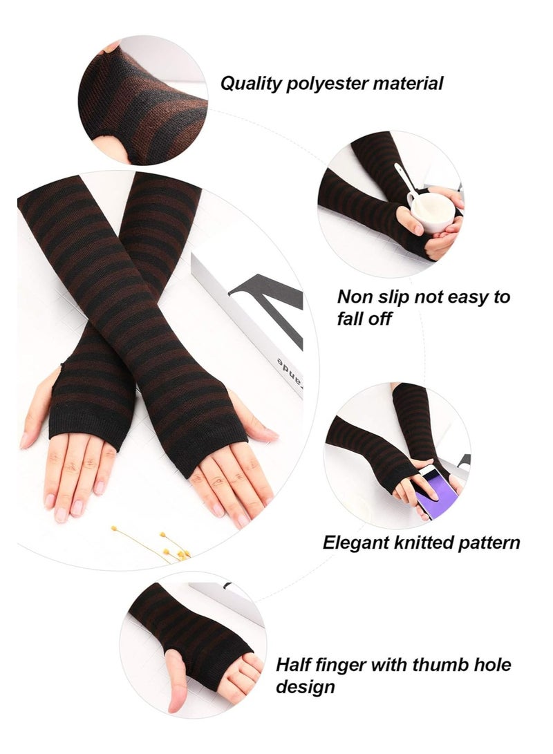 Oasisgalore 4 Pairs Women's Long Knit Fingerless Gloves, Elbow-Length with Thumb Hole, Winter - Image 2