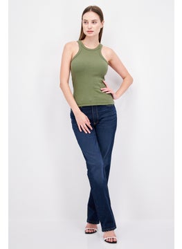 ESPRIT Women Crew Neck Short Sleeve Textured Top, Green  - Image 3