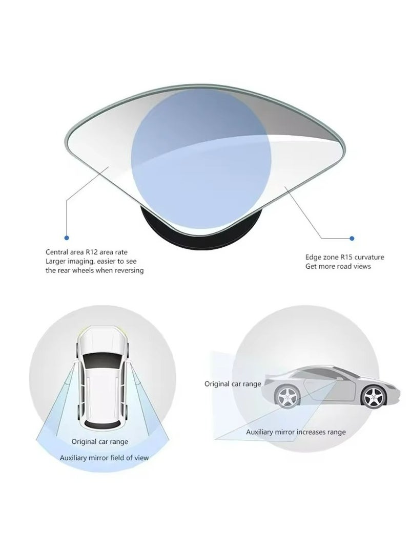 Generic Blind Spot Mirrors 360° Car Mirror Wide Angle 2 Pieces Car Adjustable Auxiliary Rearview Mirrors HD Frameless Small Car Mirrors  - Image 5
