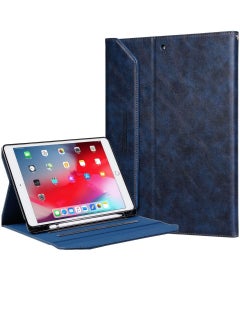 Cat - Cot Protective Premium PU Leather Stand Folio Case with Strap And Pen Holder For iPad 10.2 / 10.5 inch Blue  - Image 1