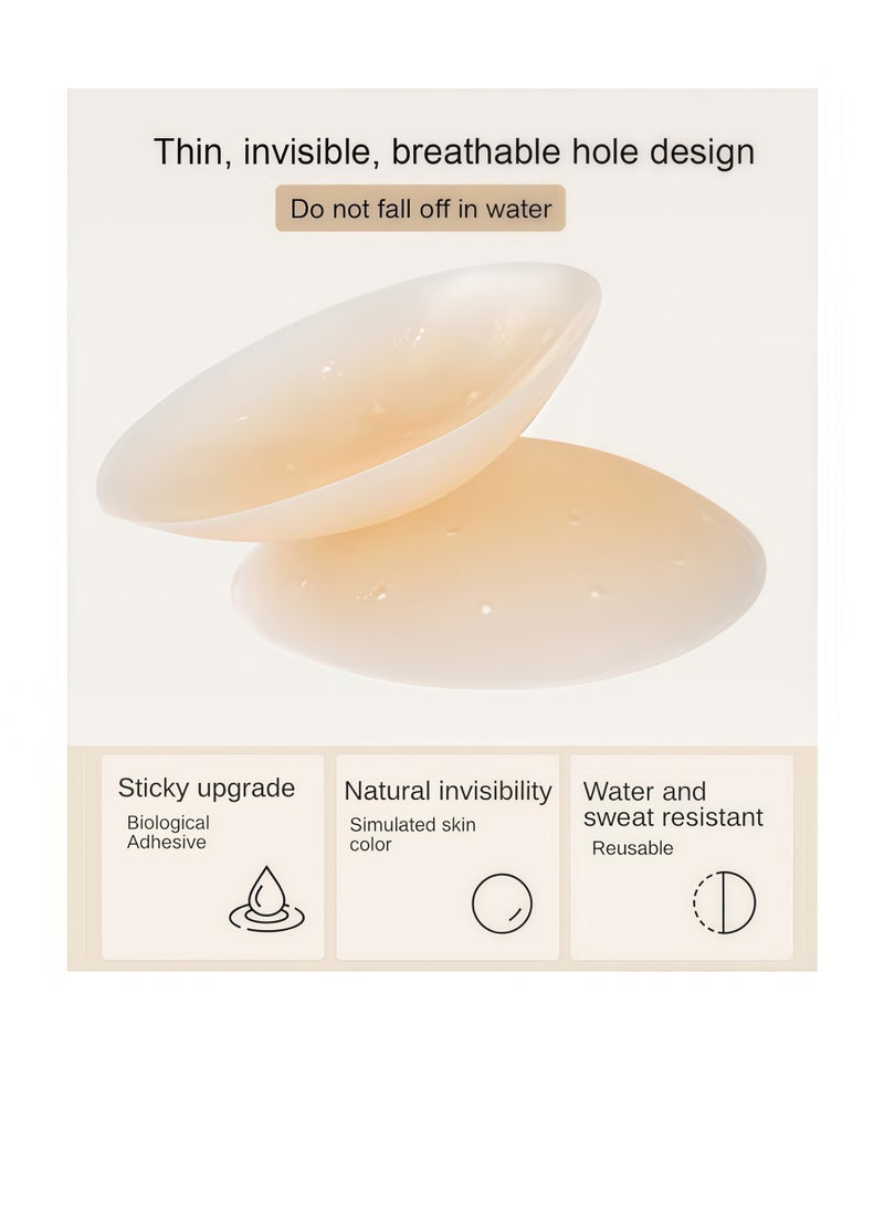 With breathable pores silicone nipple covers 2 pairs women reusable adhesive invisible pasties nippleless covers - Image 2