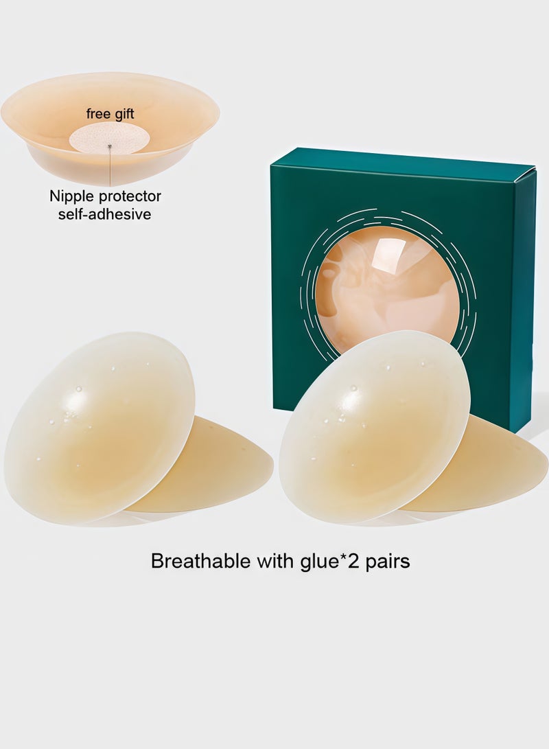 With breathable pores silicone nipple covers 2 pairs women reusable adhesive invisible pasties nippleless covers - Image 1
