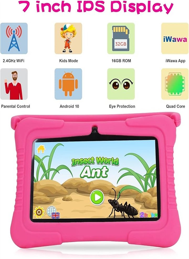 Generic 7 Inch Kids Android Tablet, 1GB Ram 16GB Storage, Toddler Tablet with IPS Screen, Parental Control, Bluetooth, WiFi, Child Proof Case with Stand, Learning  - Image 2