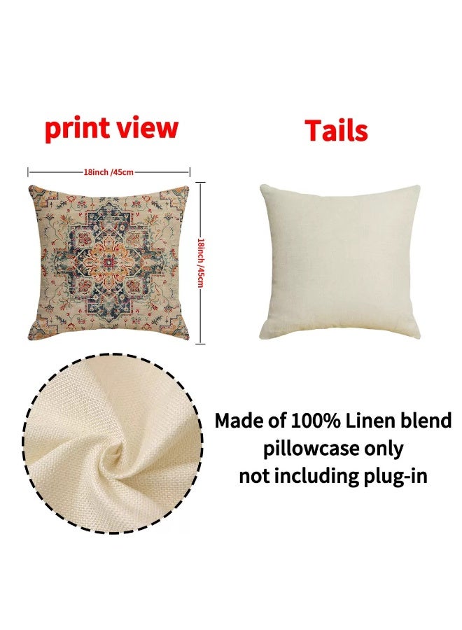 طقم أغطية وسائد من 4 قطع، غطاء وسادة، غطاء وسادة بنمط بوهيمي 45 سم × 45 سم، مناسب لغرفة المعيشة أو الأريكة أو السرير، غطاء وسادة 18 × 18 بوصة - Image 3
