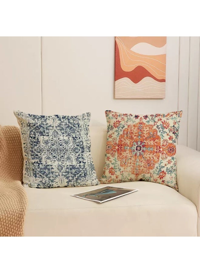 طقم أغطية وسائد من 4 قطع، غطاء وسادة، غطاء وسادة بنمط بوهيمي 45 سم × 45 سم، مناسب لغرفة المعيشة أو الأريكة أو السرير، غطاء وسادة 18 × 18 بوصة - Image 2
