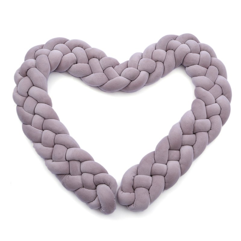 Baby Crib Bumper Knotted Braided Bumper Handmade Soft Knot Pillow Pad Cushion Nursery Cradle Decor Newborn Gift Crib Protector Cotton 2 Meters(78.7 Inch) - 4 Strands Grey - Image 1