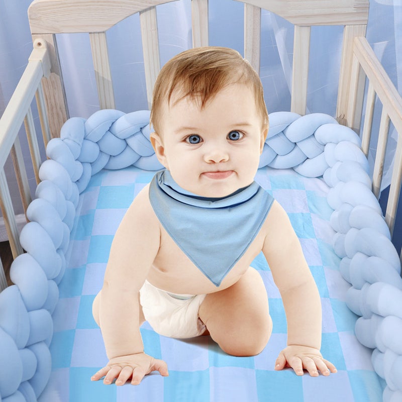 Baby Crib Bumper Knotted Braided Bumper Handmade Soft Knot Pillow Pad Cushion Nursery Cradle Decor Newborn Gift Crib Protector Cotton 2 Meters(78.7 Inch) - 4 Strands Grey - Image 5