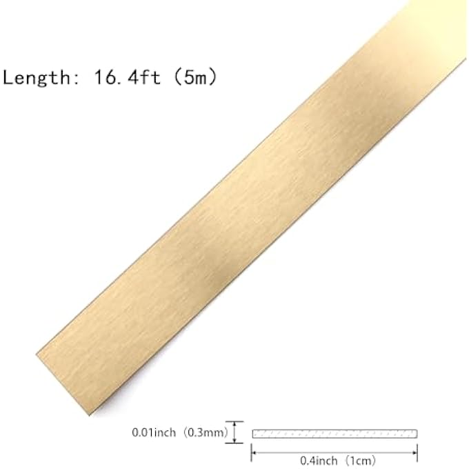 GOLD METALIZED BRUSHED FINISH MOLDING TRIM, PEEL AND STICK STRIP FOR MIRROR FRAME, WALL, FIREPLACE AND HOME DIY DECORATION (16.4 FT X 0.4 INCH) - Image 3