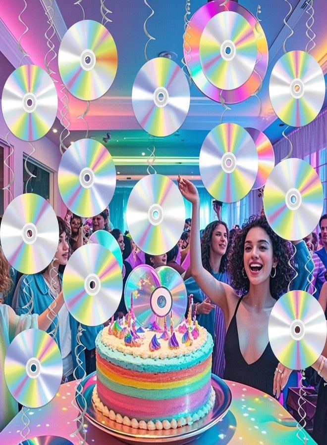 MZ.ogm 90s 2000s Party Decorations, 90s Theme Hanging Swirls, 90's Birthday Party Decorations, CD Disc Cutout Wall Decor Sign Ceiling Hanging Swirls for 1990s 2000s Music Birthday Favors Supplies - Image 3