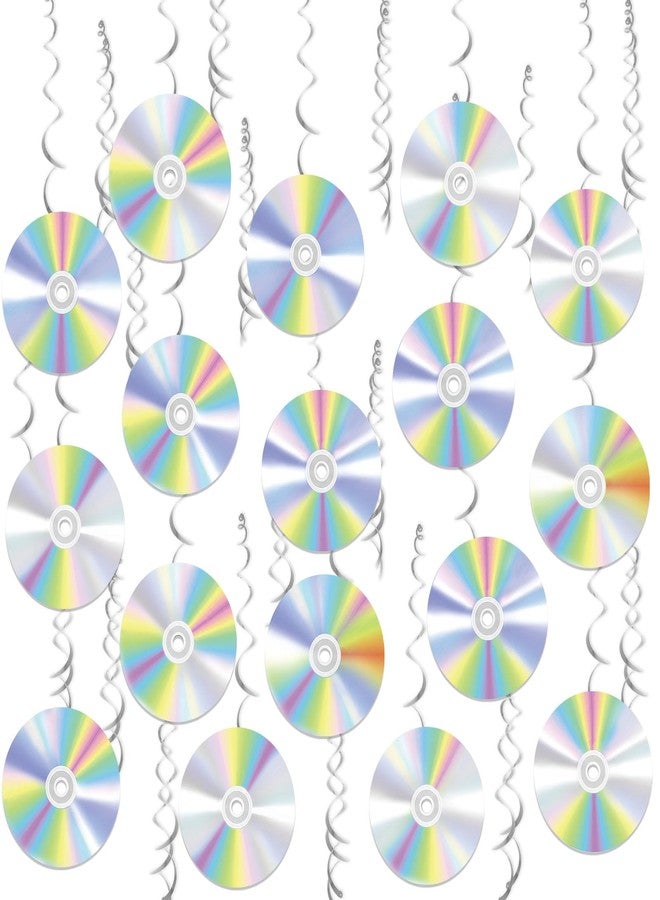 MZ.ogm 90s 2000s Party Decorations, 90s Theme Hanging Swirls, 90's Birthday Party Decorations, CD Disc Cutout Wall Decor Sign Ceiling Hanging Swirls for 1990s 2000s Music Birthday Favors Supplies - Image 1