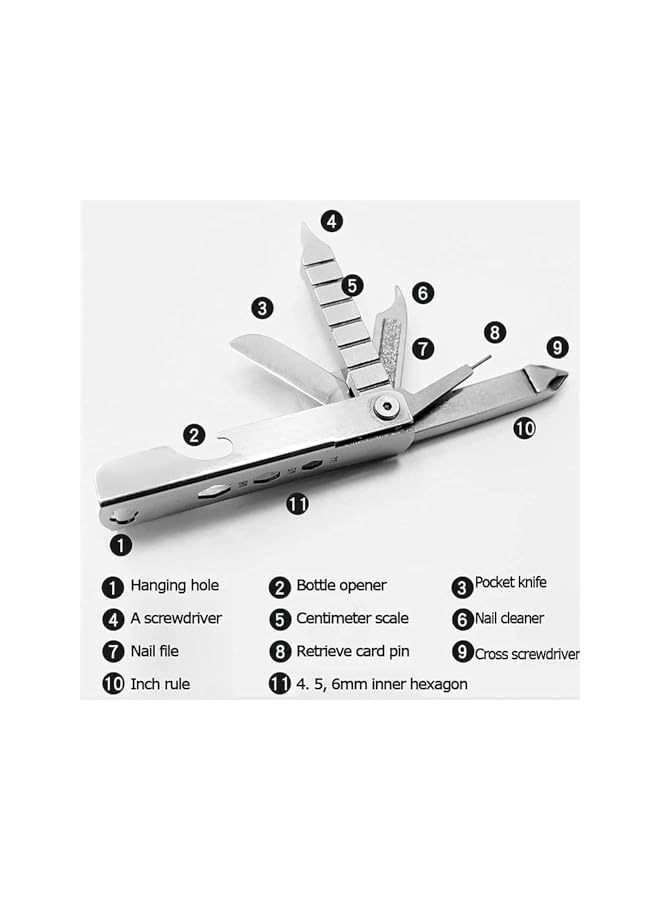 PROMASS Keychain Multitool, Multi Function Repair Tool, 11 In 1 Multi Purpose Repair Tool, Keychain With Screwdriver, Sturdy and Durable, for Bottle Opener, Wrench, Ruler, Card Pin, Mobile Phone Holder  - Image 4