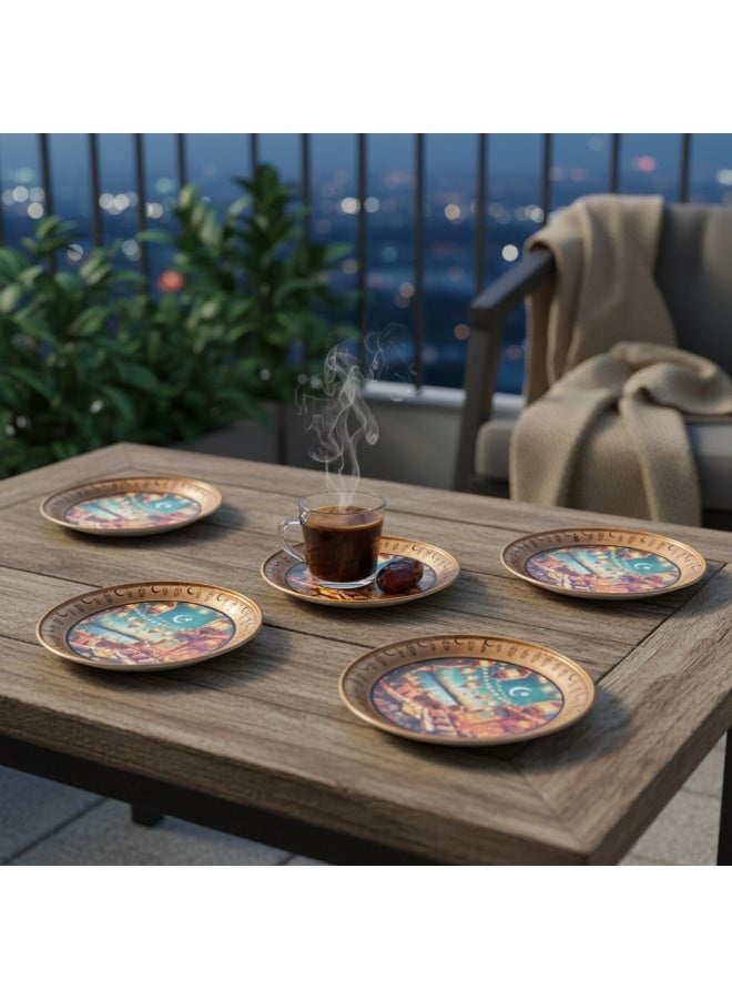 طقم أطباق تقديم وكوسترات رمضانية 6 قطع - Image 2