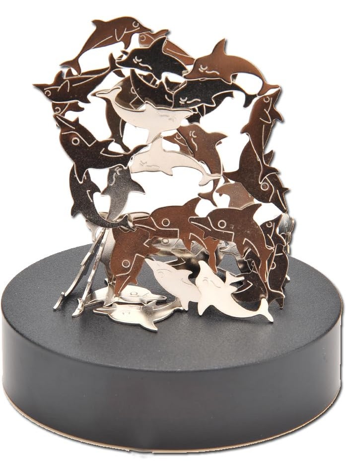 PowerTRC PowerTRC Magnetic Desktop Sculpture Dolphins  Mini Magnetic Art Decoration for Desktop  Fun Stress Relief Office Gift 