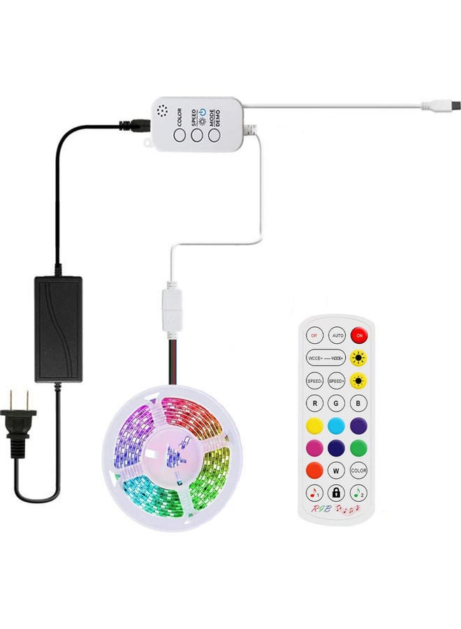NIBEMINENT LED RGB Strip Light Kit With BT Controller Music Mode 24 Key Remote 5M Multicolour 17.7x6x16.7cm - Image 1