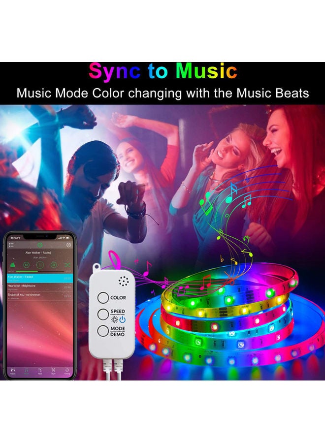 NIBEMINENT LED RGB Strip Light Kit With BT Controller Music Mode 24 Key Remote 5M Multicolour 17.7x6x16.7cm - Image 2