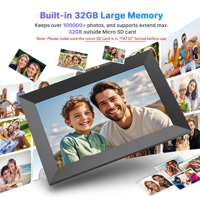 MaxAngel Uhale Digital Picture Frame 32GB Storage 10.1 Inch WiFi Electronic Photo Frames SD Card Slot IPS Touch Screen HD Display Auto Rotate Slideshow Share Videos Photos Instantly Send Wishes Remotely - Image 3