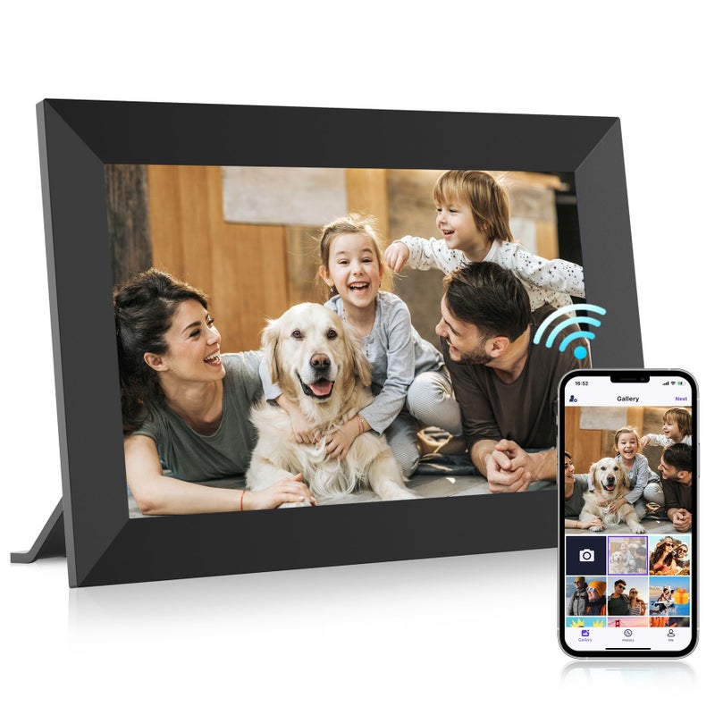 MaxAngel Uhale Digital Picture Frame 32GB Storage 10.1 Inch WiFi Electronic Photo Frames SD Card Slot IPS Touch Screen HD Display Auto Rotate Slideshow Share Videos Photos Instantly Send Wishes Remotely - Image 1