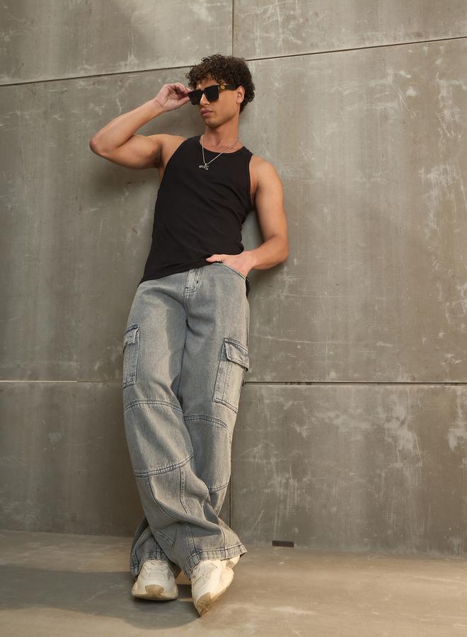 ساسافراس جينز كارغو واسع الساق بخصر متوسط من ساسافراس - Image 2