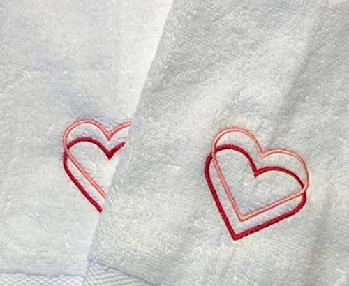 Mrunals fashion Good Craft for Good Moments Embroidered on Hand Towel 150 GSM Pack of 2 Size 16 W X 27L inch Heart Shape - Image 2