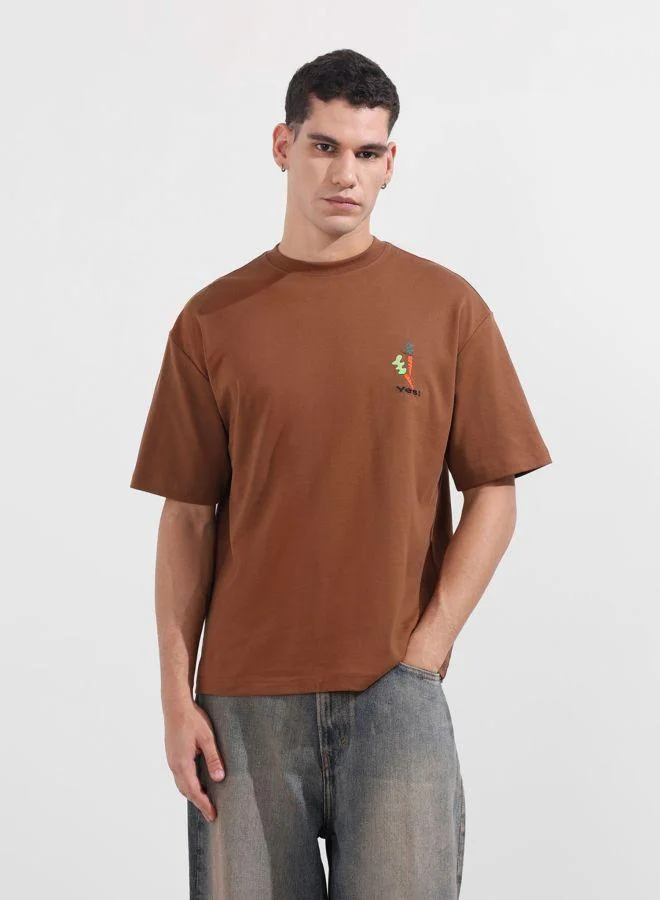 The Indian Garage Co Men Relaxed Fit Graphic Printed Crew Neck Half Sleeves T-Shirt