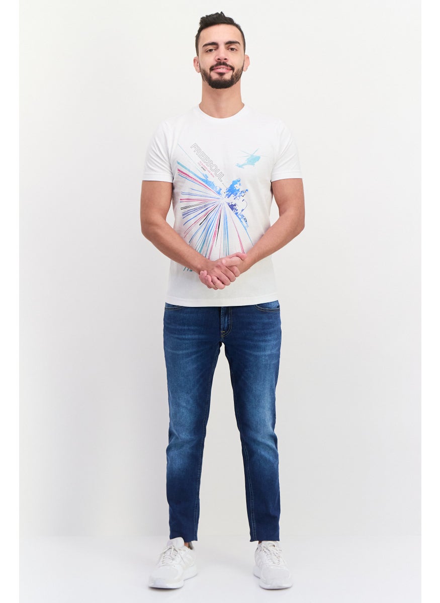 Free Soul - Men Crew Neck Short Sleeve Graphic Printed T-Shirt, White - Image 1