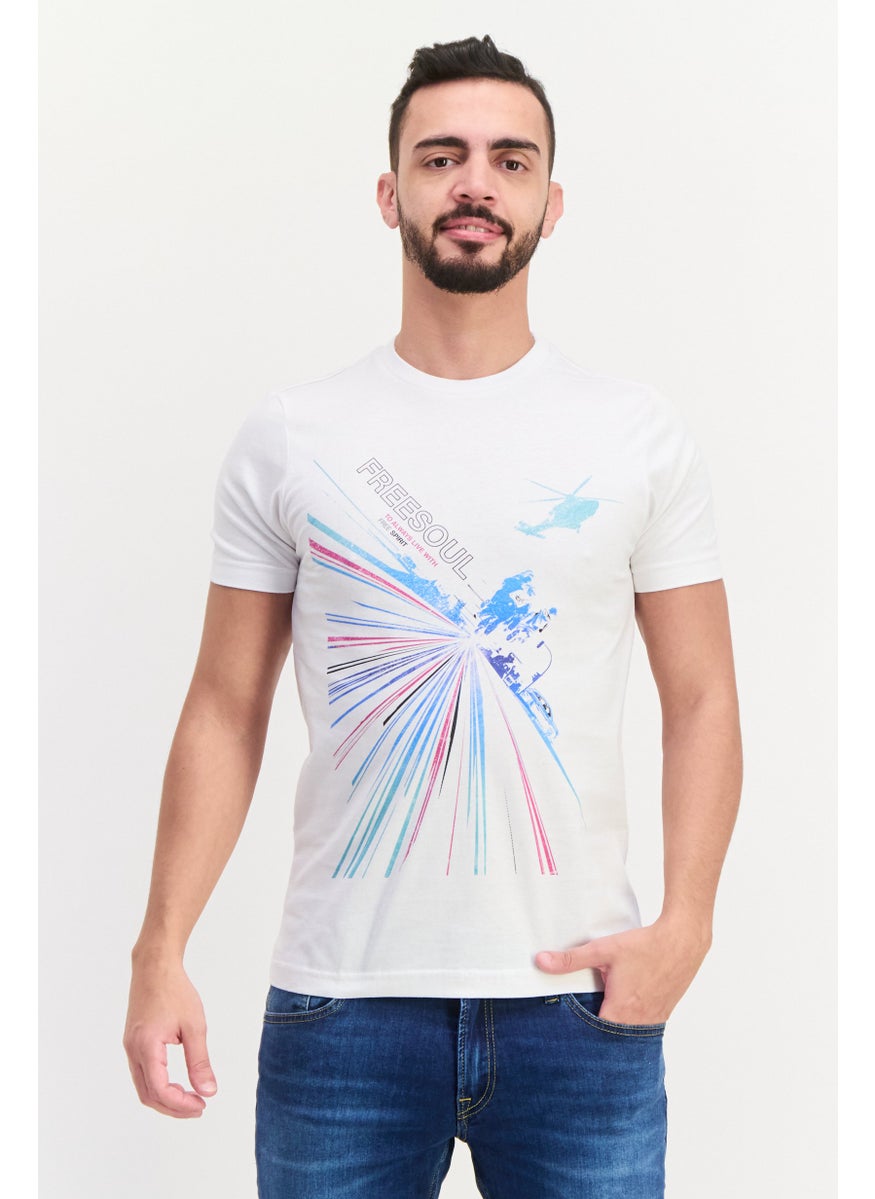 Free Soul - Men Crew Neck Short Sleeve Graphic Printed T-Shirt, White - Image 1