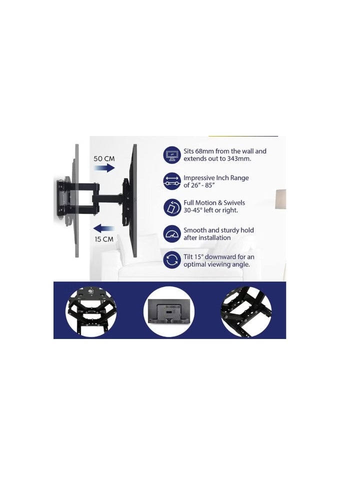 Generic - TV Wall Mount - TV Mount/TV Stand Wall Mount for 32,40,50,55,65, 75 To 85 Inch LED, Swivel TV Bracket with Dual Articulating Arms - Image 1