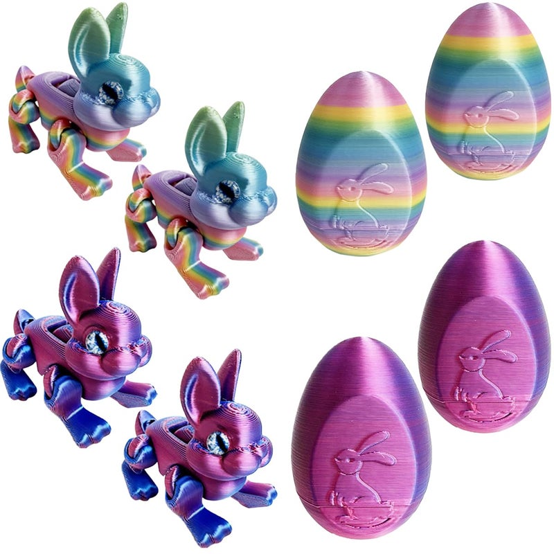 QBvuj 3D Printed Easter Eggs with Bunny Inside,Crystal Bunny Egg,Easter Basket Stuffers,Easter Gifts Home Executive Desk Decor,Easter Surprise Rabbit Eggs - Image 1