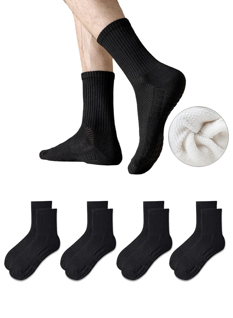 infino Men's Cotton Towel-Sole Sports Socks with Breathable Mesh, Ergonomic Design, Anti-Slip Technology for Running, Basketball, and Casual Wear (4-Pair Pack, Black) - Image 1