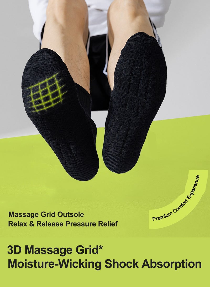 infino Men's Cotton Towel-Sole Sports Socks with Breathable Mesh, Ergonomic Design, Anti-Slip Technology for Running, Basketball, and Casual Wear (4-Pair Pack, Black) - Image 4