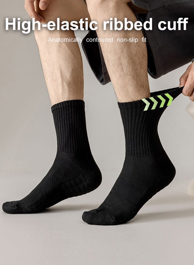 infino Men's Cotton Towel-Sole Sports Socks with Breathable Mesh, Ergonomic Design, Anti-Slip Technology for Running, Basketball, and Casual Wear (4-Pair Pack, Black) - Image 2