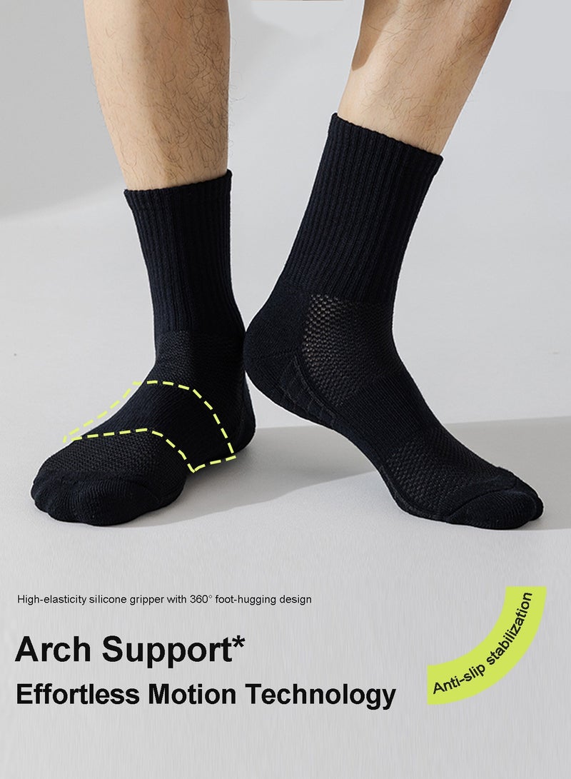 infino Men's Cotton Towel-Sole Sports Socks with Breathable Mesh, Ergonomic Design, Anti-Slip Technology for Running, Basketball, and Casual Wear (4-Pair Pack, Black) - Image 5