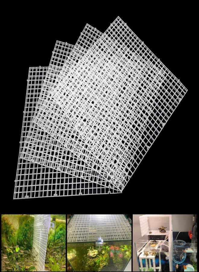 Weramics Adjustable Aquarium Fish Tank Divider Filter Bottom Plastic Grid Fish Tank Isolation Board Egg Crate Tray(White, 4pcs 11.8X11.8Inch with 0.35Inch Hole) - Image 1