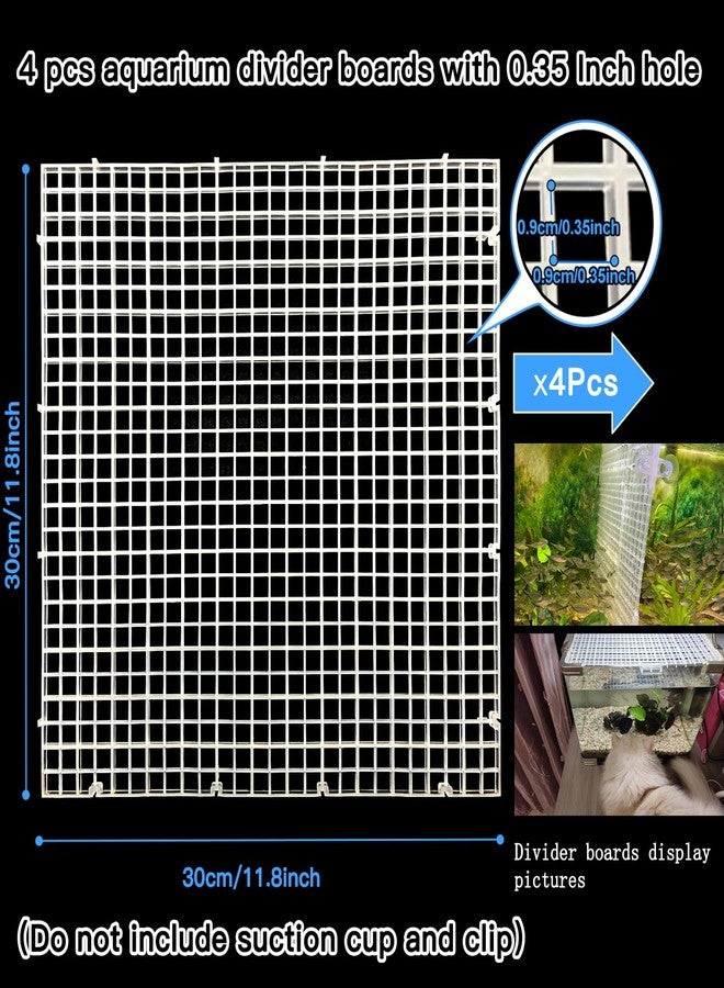 Weramics Adjustable Aquarium Fish Tank Divider Filter Bottom Plastic Grid Fish Tank Isolation Board Egg Crate Tray(White, 4pcs 11.8X11.8Inch with 0.35Inch Hole) - Image 2