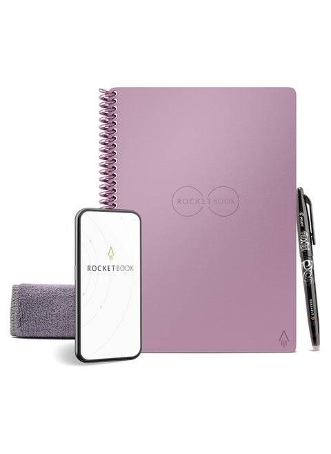 Core Reusable Spiral Notebook | Executive Size 6" x 8.8", Pink, Dotted Pages, App-Connected, Erasable, Durable Cover, Ideal for School, Work, and Creative Projects