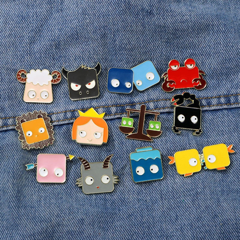 Twelve Constellation Cartoon Badge Cute Animal Shape Alloy Oil Dropping Metal Twelve Constellation Brooch Children'S Accessories - Image 3