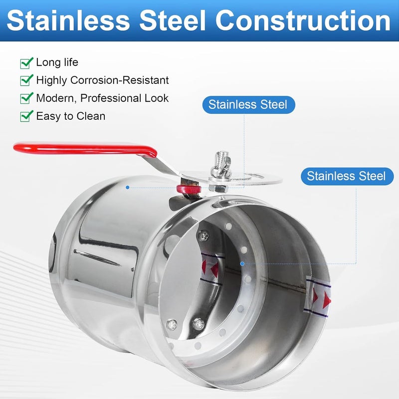 TOP-VIGOR 6 Inch Stainless Steel Manual Backdraft Damper for HVAC Systems - Image 3