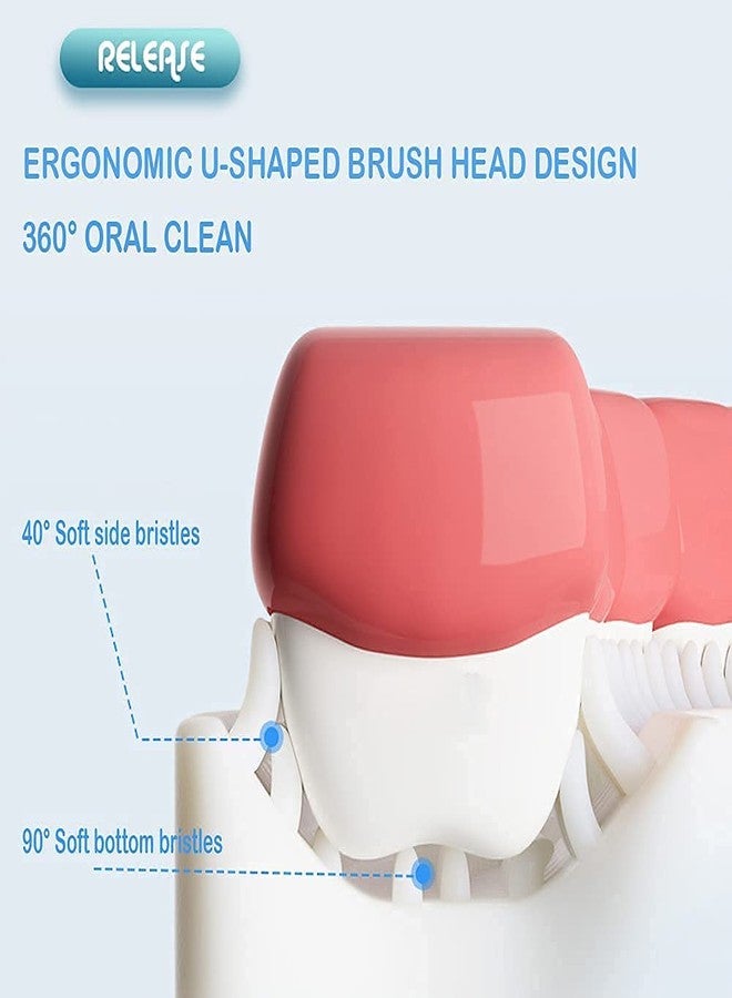 LUCC1N Toothbrush for Kids with U Shaped Silicone Brush Head for 360 Degree Cleaning Suitable For 2-6 Years, Manual, Heart Design, Multicolor, - Image 3