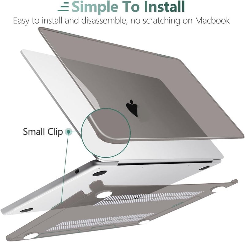 Moca حافظة متوافقة مع ماك بوك إير 15 بوصة M4 2025 2024 2023 إصدار A3241 M3 A3114 M2 A2941 شاشة ريتينا السائلة، حافظة بلاستيكية صلبة + غطاء لوحة المفاتيح (رمادي شفاف) - Image 3