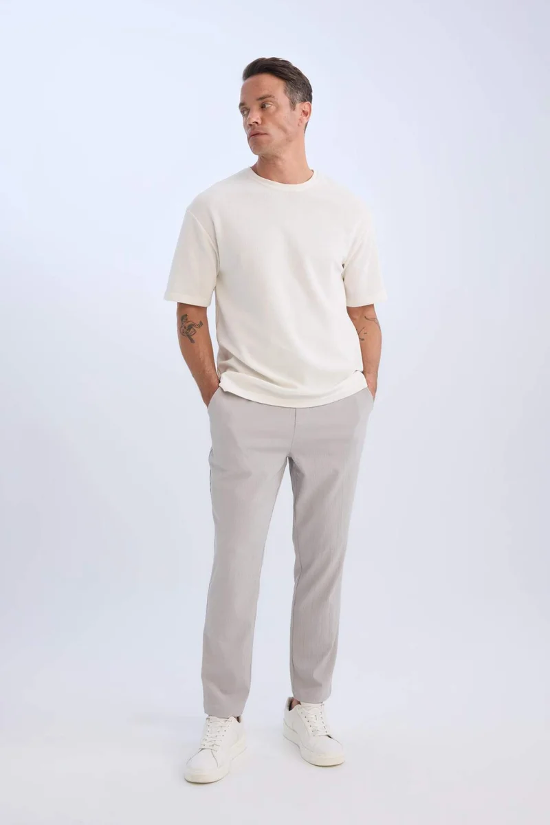 ديفاكتو Relax Fit Straight Leg Summer Fabric Trousers