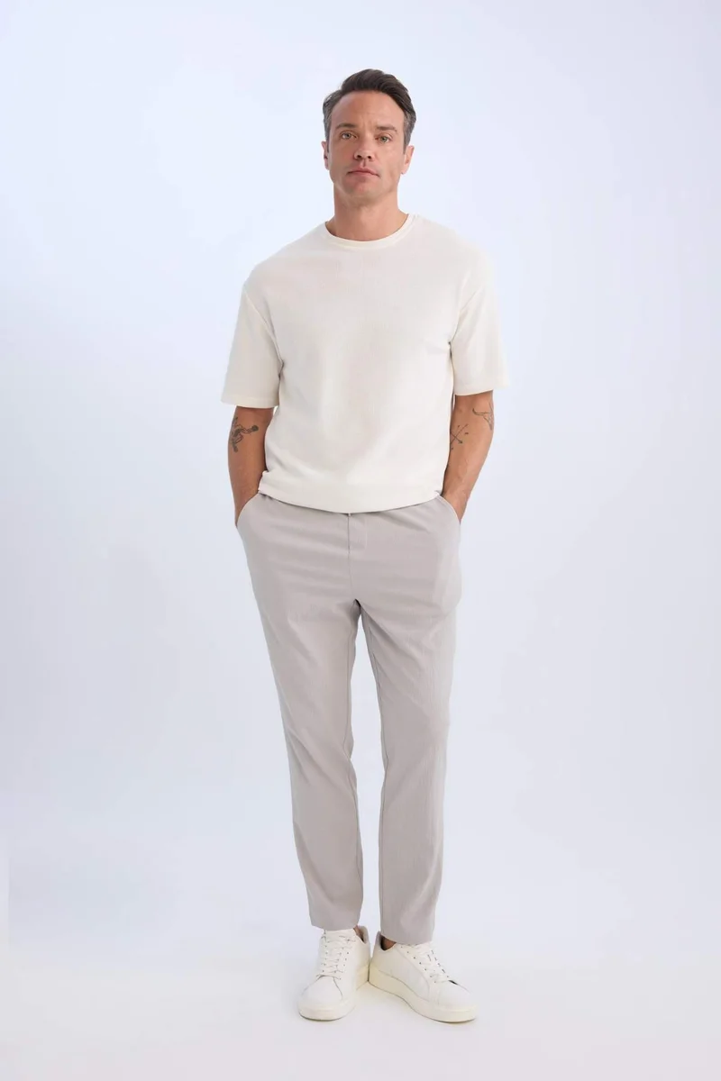 Defacto  Relax Fit Straight Leg Summer Fabric Trousers for Men | Best Price UAE