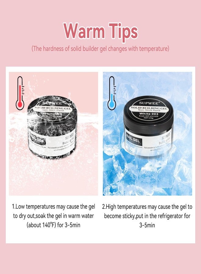 SUPWEE 3D Nail Art Gel Clear and White Solid Builder Gel for Nails Non-Stick Hand Sculpture Hard Gel with Dual Form for Carving Patterns Decoration Nail Art Home Manicure DIY for Women - Image 4