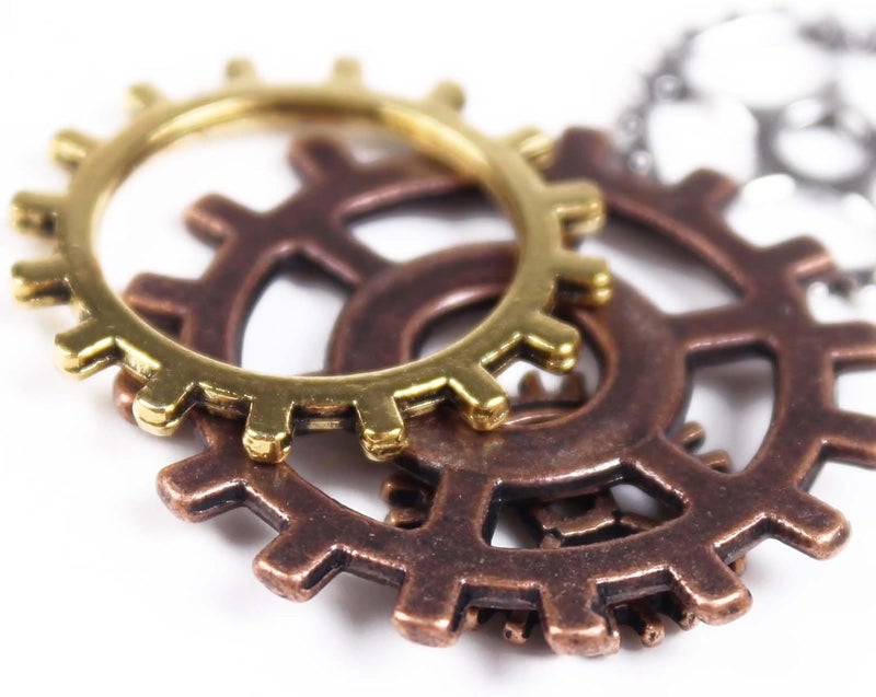 BIHRTC 100 Gram DIY Assorted Color Antique Metal Steampunk Gears Charms Pendant Clock Watch Wheel Gear for Crafting, Jewelry Making Accessory - Image 4