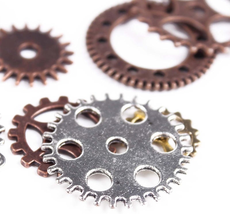 BIHRTC 100 Gram DIY Assorted Color Antique Metal Steampunk Gears Charms Pendant Clock Watch Wheel Gear for Crafting, Jewelry Making Accessory - Image 3