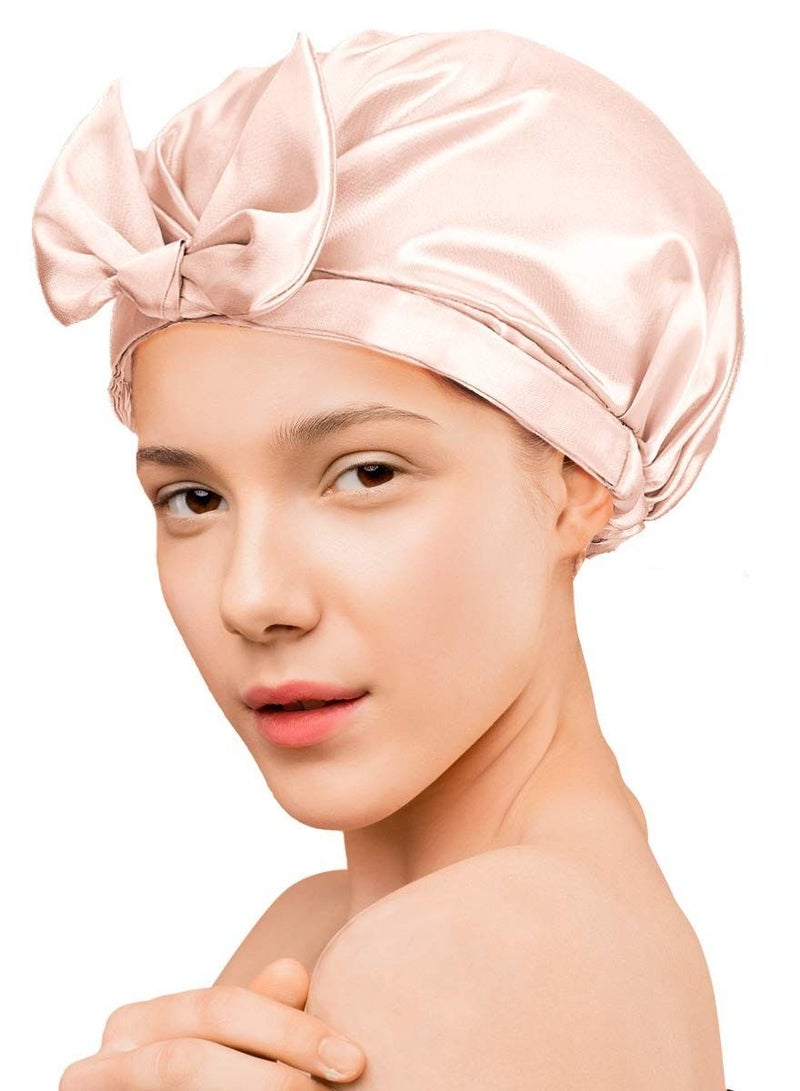 ORiTi Extra Large Shower Cap, Bowknot Double Layer Reusable Bath Hair Caps With Silky Satin for Women Beauty Bathing, Hair Spa, Home Hotel Travel Use - Image 5